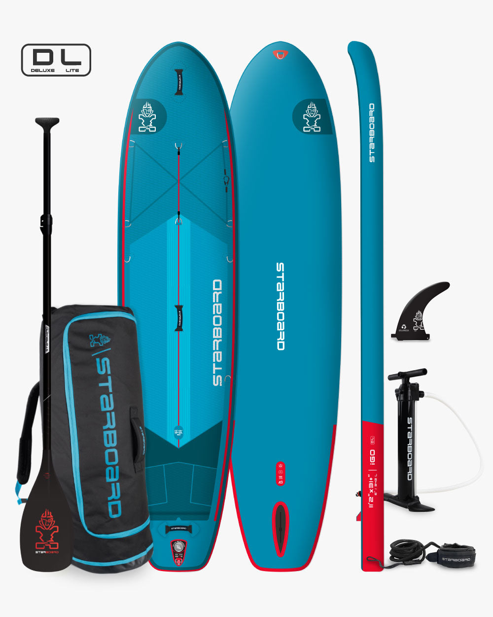 IGO Inflatable Board with Paddle: blue white Starboard DL Deluxe Lite SUP