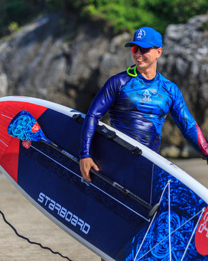 Sleek blue and red GO Paddleboard starboard paddle board