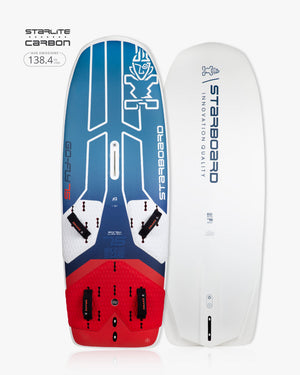 GO-Fly Windfoil Board: Starboard kiteboarding with carbon fiber and red-blue-white design