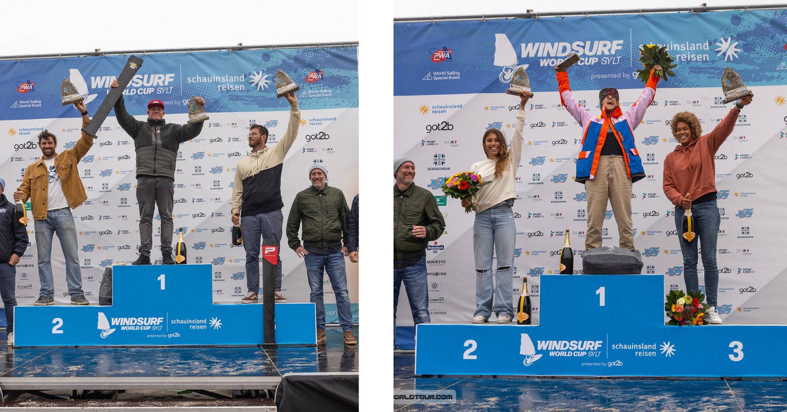 The Starboard riders on top of the Wave and Slalom division at the PWA Sylt