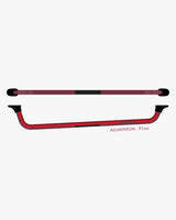 Red pistol grip aluminum grab bar with black end caps and textured grip on starboard wing