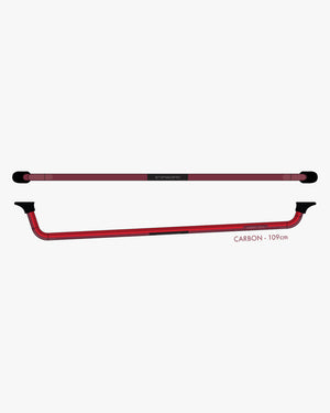 Red pistol grip carbon fiber ski poles, 109 cm, black tips, Starboard Wing Boom