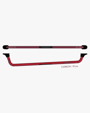 Red carbon fiber ski poles with pistol grip Starboard Wing Boom design